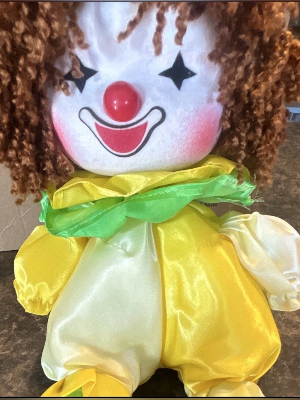 Yellow and Green Plush Clown Doll - Kids Toy